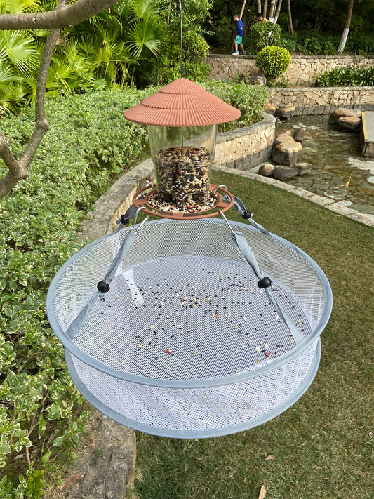 Wild Bird Feeder & Seed/Shell Catcher Hanging Outside for Garden Yard Patio Outdoor Decoration