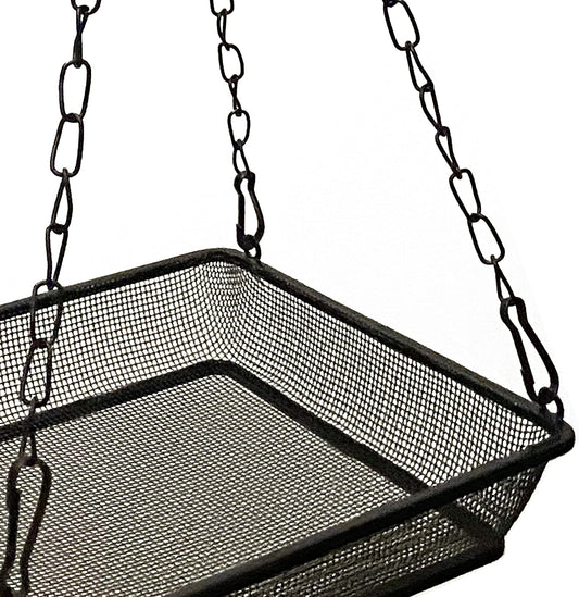 Hanging Bird Feeder Tray Metal Mesh Platform Seed Feeder with Durable Chains for Outdoors Garden Great for Attracting Birds