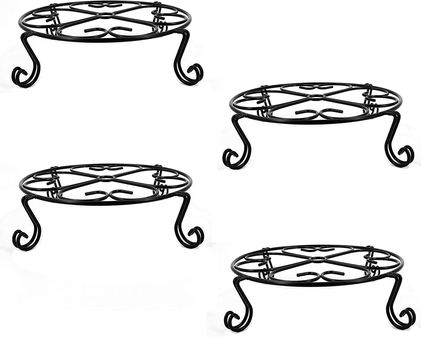 4 Pack Metal Plant Flower Pot Stands for Indoor Outdoor, Metal Rustproof Iron Garden Container Round Supports Rack，Heavy Duty Pot Holder, for Planter